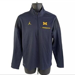 Mens Nike Air Jordan 1/4 Zip Pullover Shirt Michigan Wolverines Sz S Blue Yellow